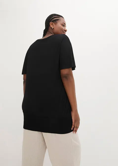 Shirt mit U-Boot Ausschnitt, Halbarm, bonprix