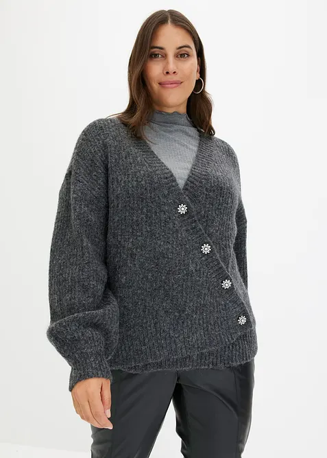 Grobstrickjacke aus weichem Wollmix, bonprix