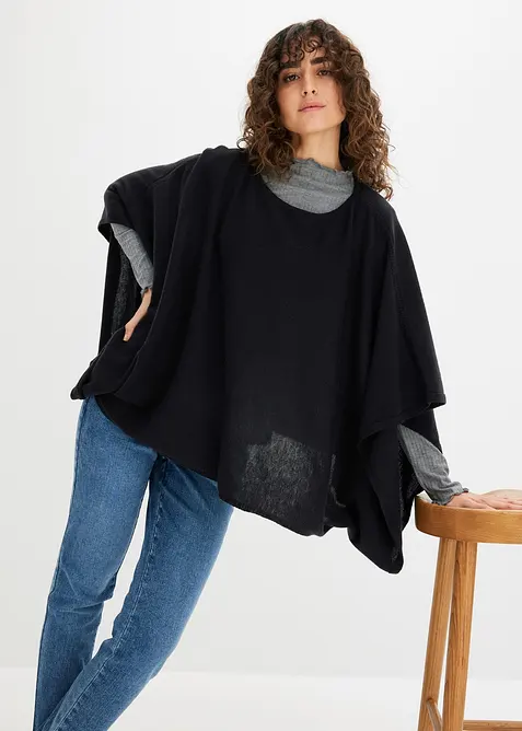 Poncho court en laine, bonprix