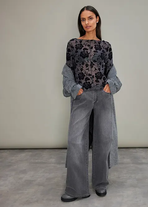 T-shirt manches longues légèrement transparent, bonprix