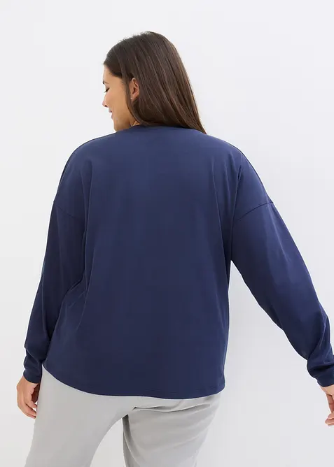 T-shirt manches longues oversize à motifs de Noël brodés, bonprix