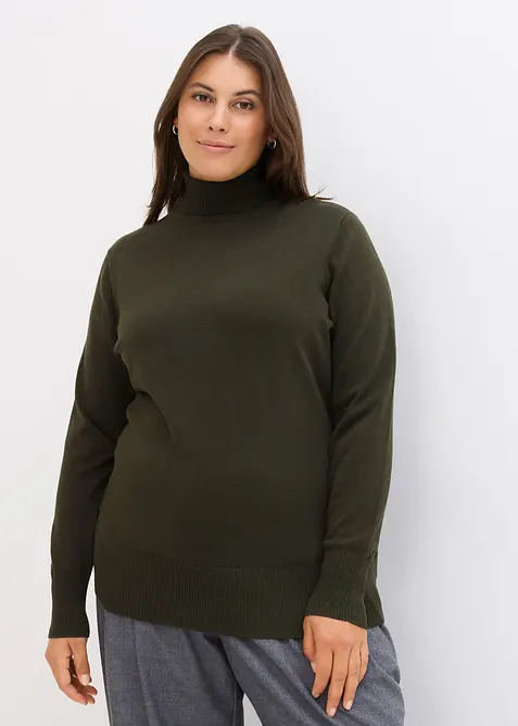 Pull col roul&eacute; basique, bonprix