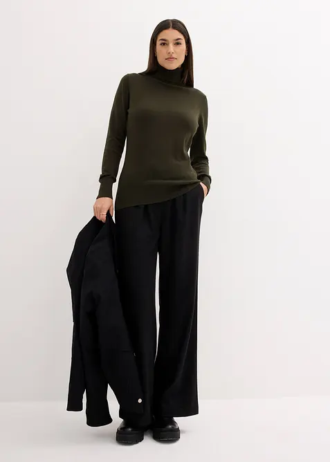 Pull col roul&eacute; basique, bonprix