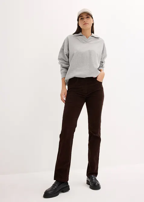 Pantalon droit en velours côtelé extensible, bonprix
