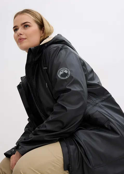 Veste de pluie avec doublure peluche en matière imperméable, bonprix