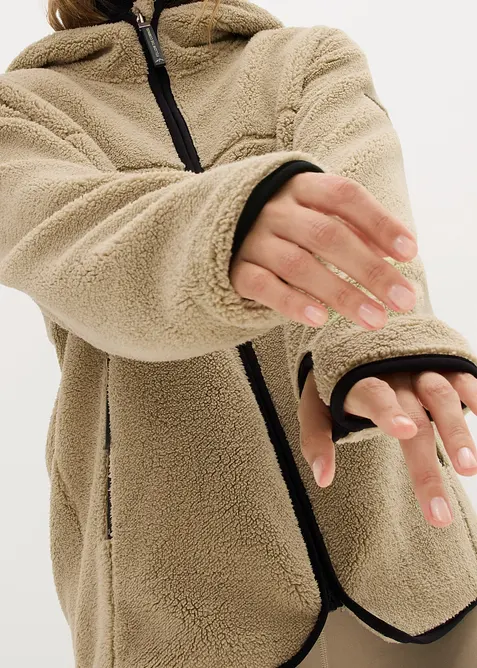 Veste en maille sherpa à capuche, bonprix