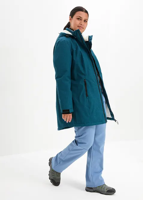 wasserdichte Funktions-Outdoor-Longjacke mit Teddyfleece, bonprix