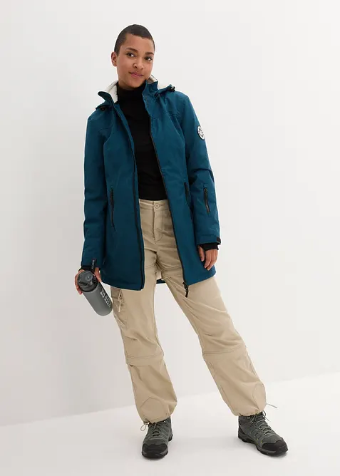 wasserdichte Funktions-Outdoor-Longjacke mit Teddyfleece, bonprix