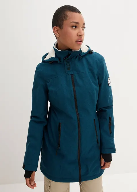 wasserdichte Funktions-Outdoor-Longjacke mit Teddyfleece, bonprix