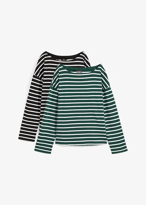 Langarmshirt aus reiner Bio-Baumwolle, (2er Pack), bonprix