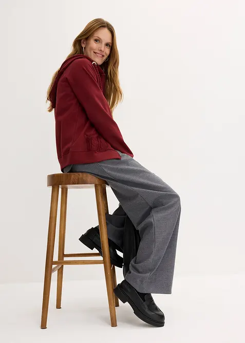 Sweat zippé à capuche et poches en maille, bonprix