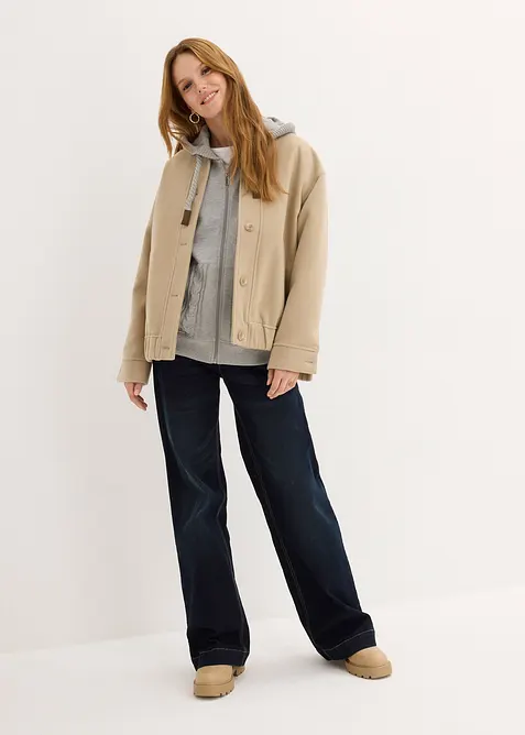 Sweatjacke mit Strickkapuze und Tasche, bonprix