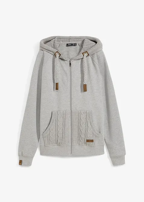 Sweatjacke mit Strickkapuze und Tasche, bonprix