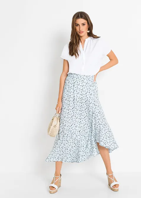 Kurzarmbluse mit verdeckter Knopfleiste, bonprix