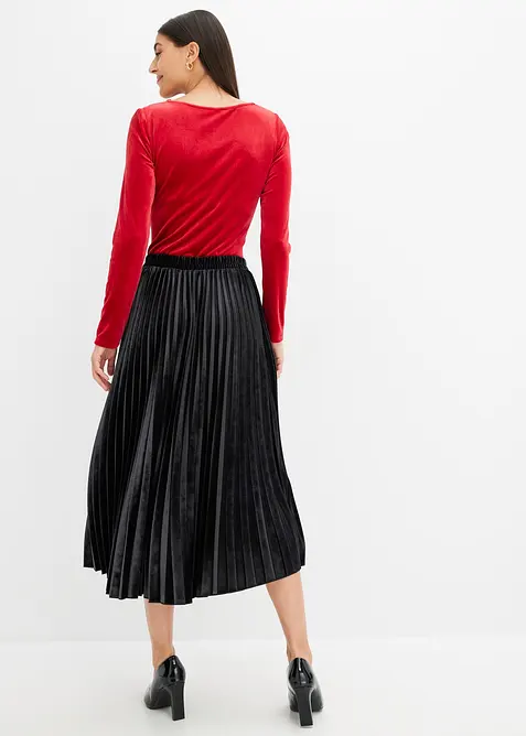 Pliss&eacute;e-Rock aus softem Samt, bonprix