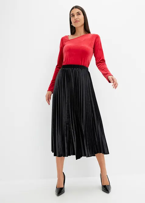 Pliss&eacute;e-Rock aus softem Samt, bonprix