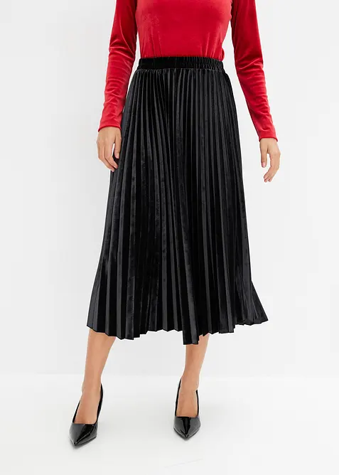 Pliss&eacute;e-Rock aus softem Samt, bonprix