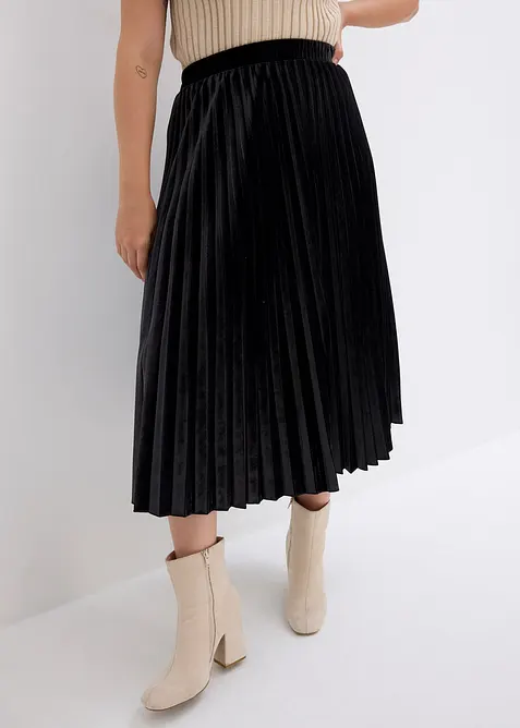 Pliss&eacute;e-Rock aus softem Samt, bonprix