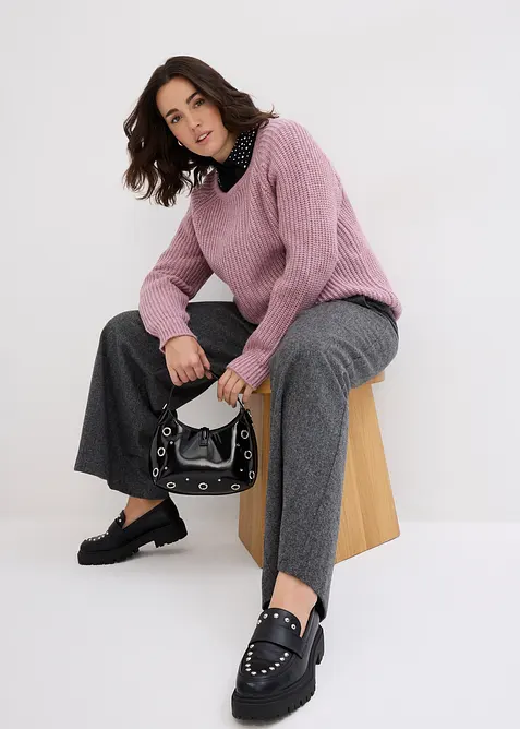 Grobstrickpullover mit Glanzgarn, bonprix