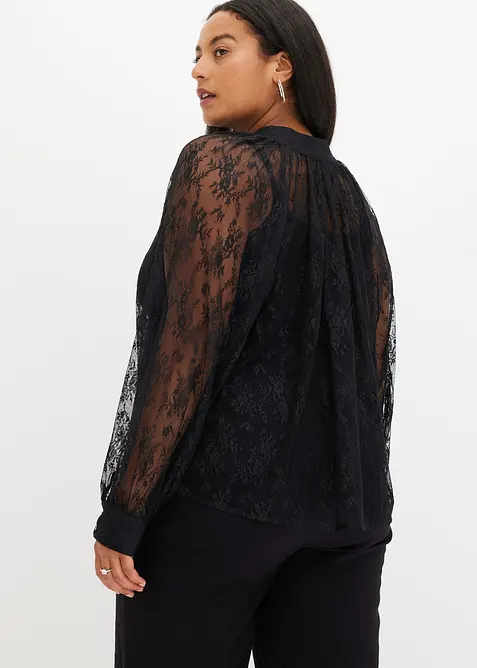 Blouse en dentelle légèrement transparente, bonprix