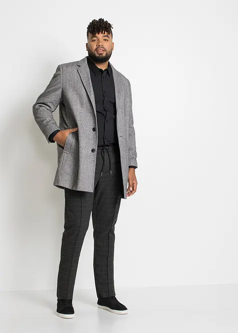 Pantalon taille &eacute;lastiqu&eacute;e aspect laine, regular, bonprix