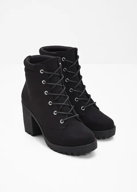 Bottines à lacets et talon carré, bonprix