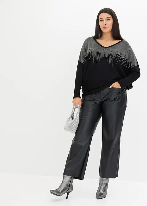 Pull en fine maille avec strass, bonprix