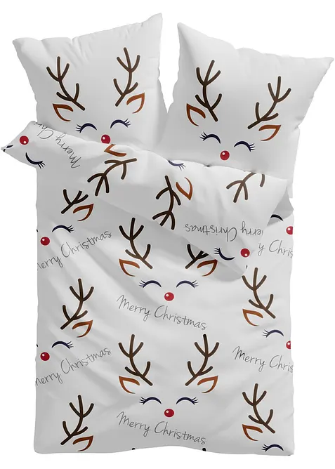 Bettwäsche mit witzigem Rentier-Motiv und Schriftzug, bonprix