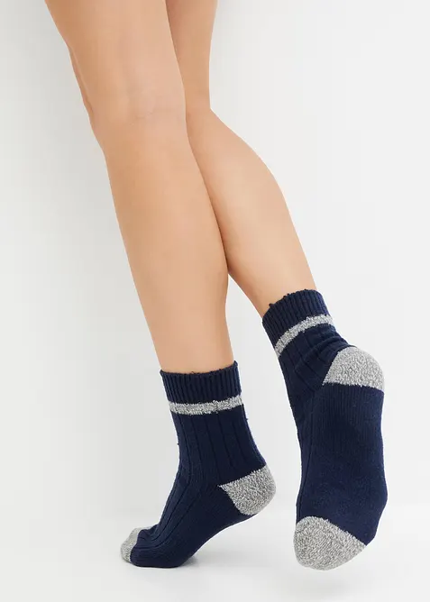 Lot de 3 paires de chaussettes mi-hautes en maille c&ocirc;tel&eacute;e douce, bonprix