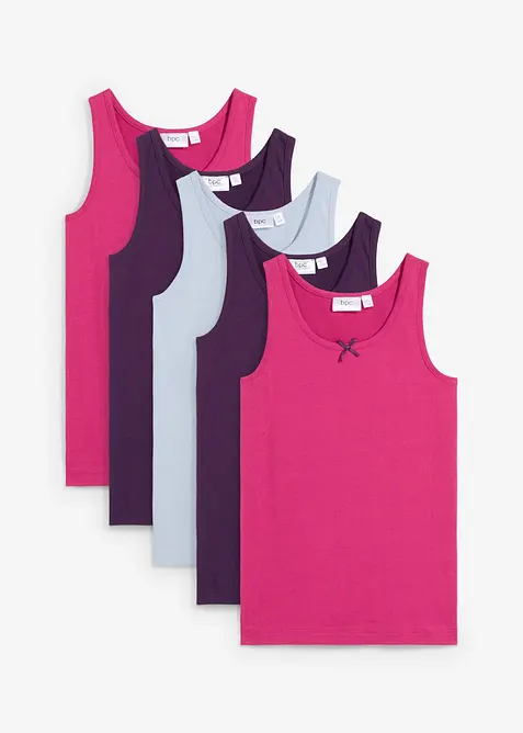 Lot de 5 débardeurs en coton extensible, bonprix