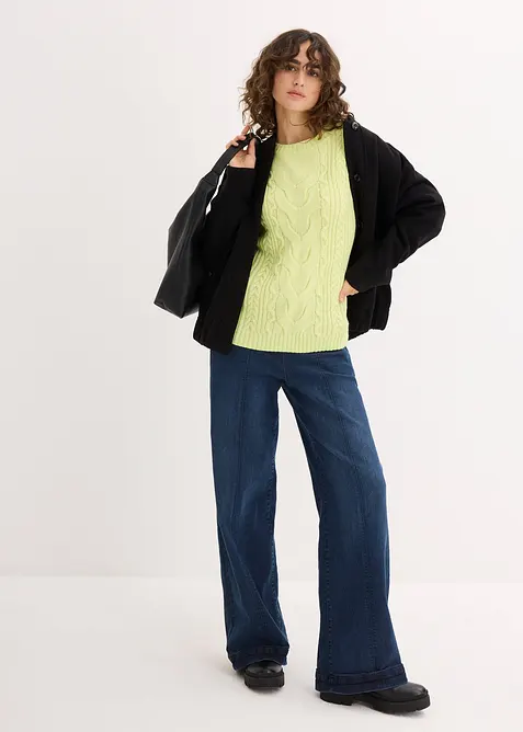 Oversize-Pullover mit Zopfmuster, bonprix