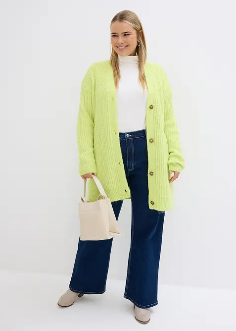 Grobstrickjacke aus weichem Wollmix, bonprix