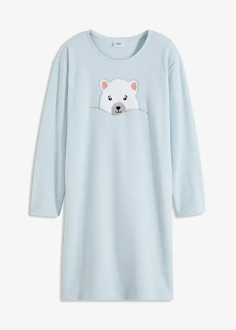 Loungewear Fleece Nachthemd mit Applikation, bonprix