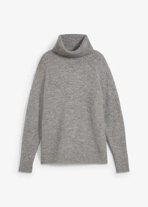 Rollkragenpullover mit Strasssteinen, bonprix