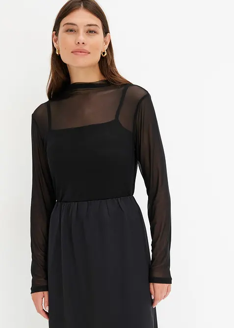 Langarmshirt aus transparentem Mesh, bonprix