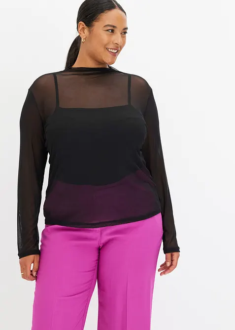 Langarmshirt aus transparentem Mesh, bonprix