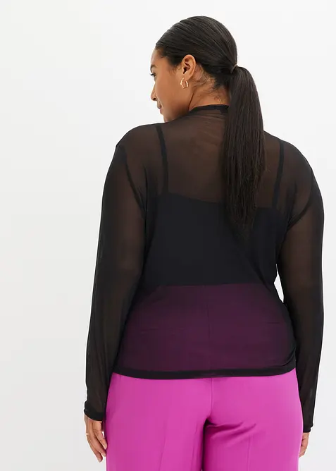 Langarmshirt aus transparentem Mesh, bonprix