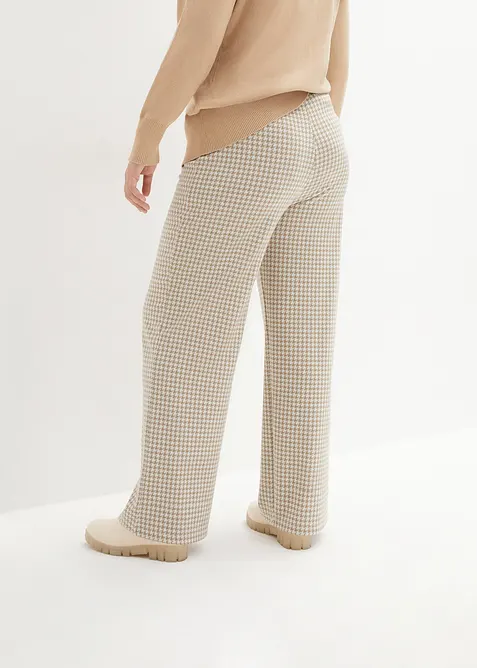 Pantalon extensible à motif pied-de-poule, Wide leg, bonprix