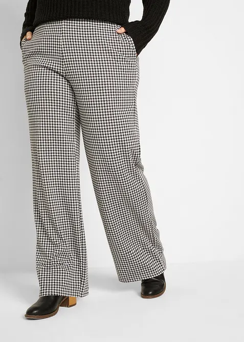 Pantalon large et extensible &agrave; motif pied-de-poule, bonprix