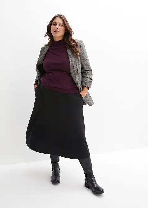 Jupe midi en viscose mélangée, bonprix