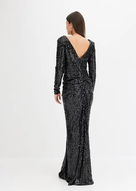 Robe longue avec sequins et drapé, bonprix