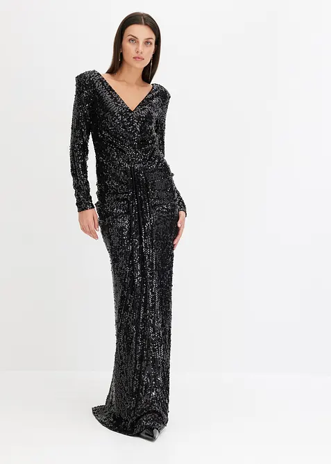 Robe longue avec sequins et drapé, bonprix