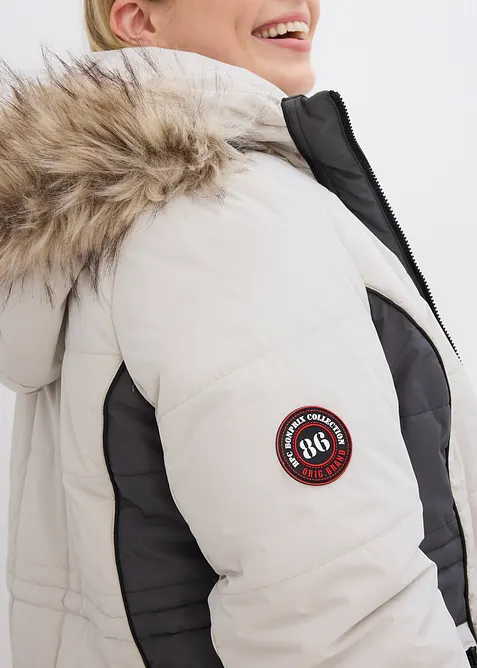 wasserabweisender Outdoor-Kurzmantel mit Fellimitat, bonprix