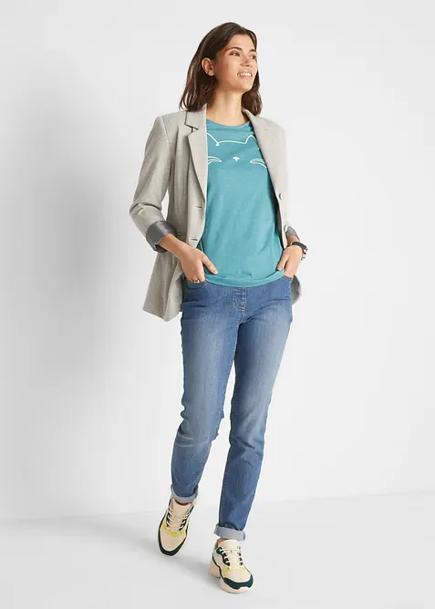 Kurzarmshirt mit Katzen-Druck, bonprix