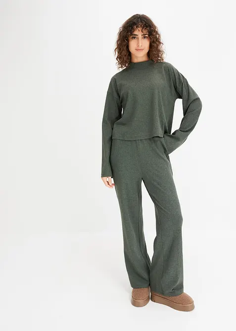 Weit geschnittener Loungewear Hausanzug aus weicher Rippe, bonprix