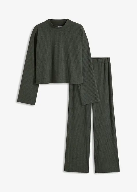 Weit geschnittener Loungewear Hausanzug aus weicher Rippe, bonprix