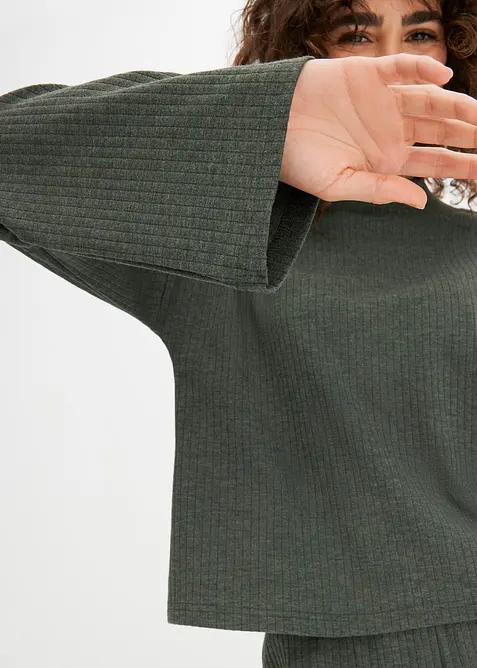 Weit geschnittener Loungewear Hausanzug aus weicher Rippe, bonprix