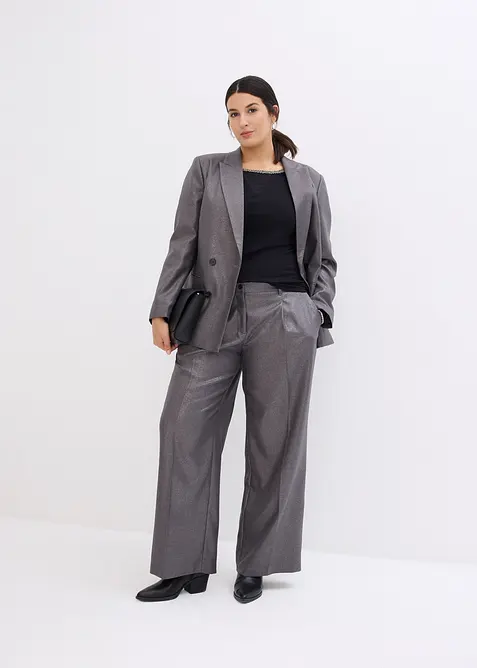 T-shirt manches longues avec empi&egrave;cement mesh et strass, bonprix