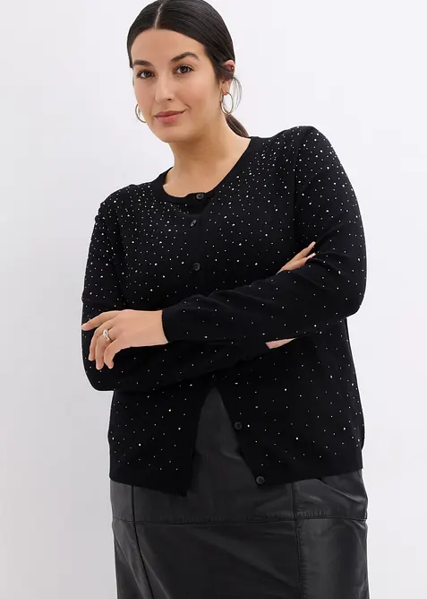 Strickjacke mit Glitzersteinchen, bonprix