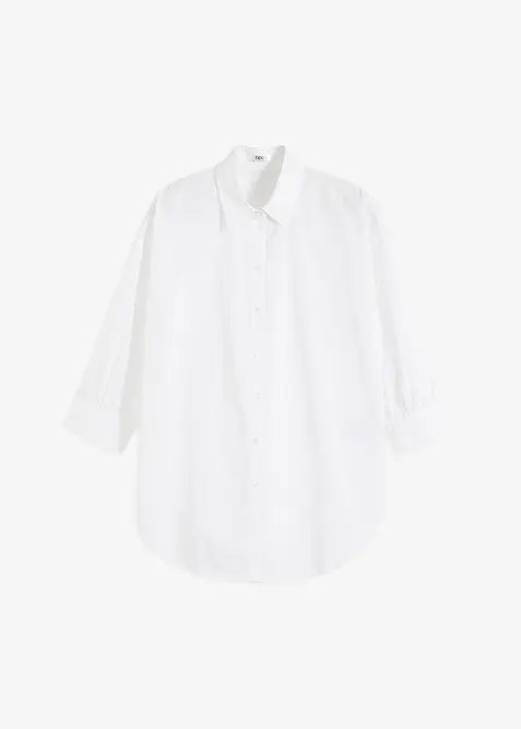 Chemisier oversize en coton, manches 3/4, bonprix